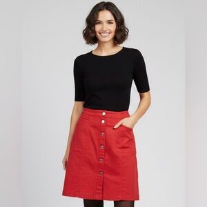 Jones new york signature burnt red mini skirt, front snaps closure, pockets, 12